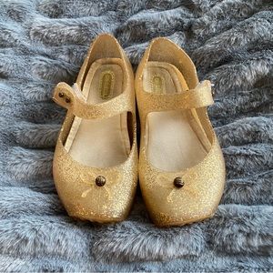 Mini Melissa Glitter Gold Ballet Flats